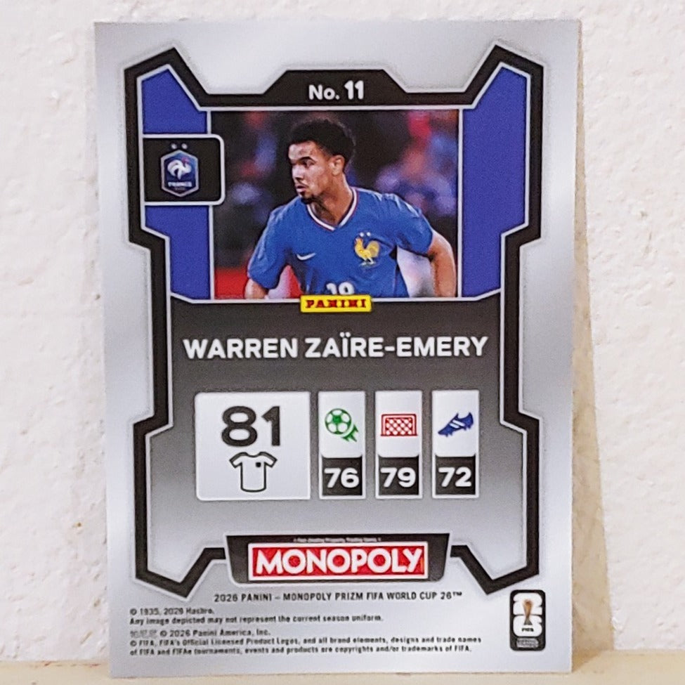 2026 PANINI PRIZM MONOPOLY FIFA WORLD CUP WARREN ZAIRE-EMERY #11 FRANCE