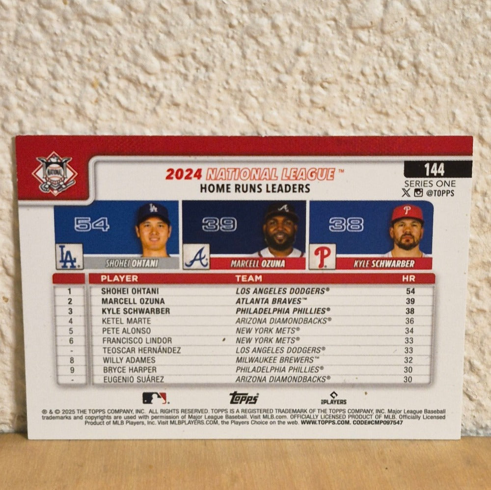 2025 TOPPS SERIES 1 NATIONAL LEAGUE 2024 HOME RUN LEADERS SHOHEI OHTANI #144