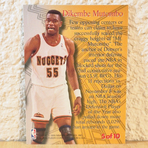 1995-96 FLEER METAL DIKEMBE MUTOMBO STEEL TOWER INSERT CARD #5 DENVER NUGGETS
