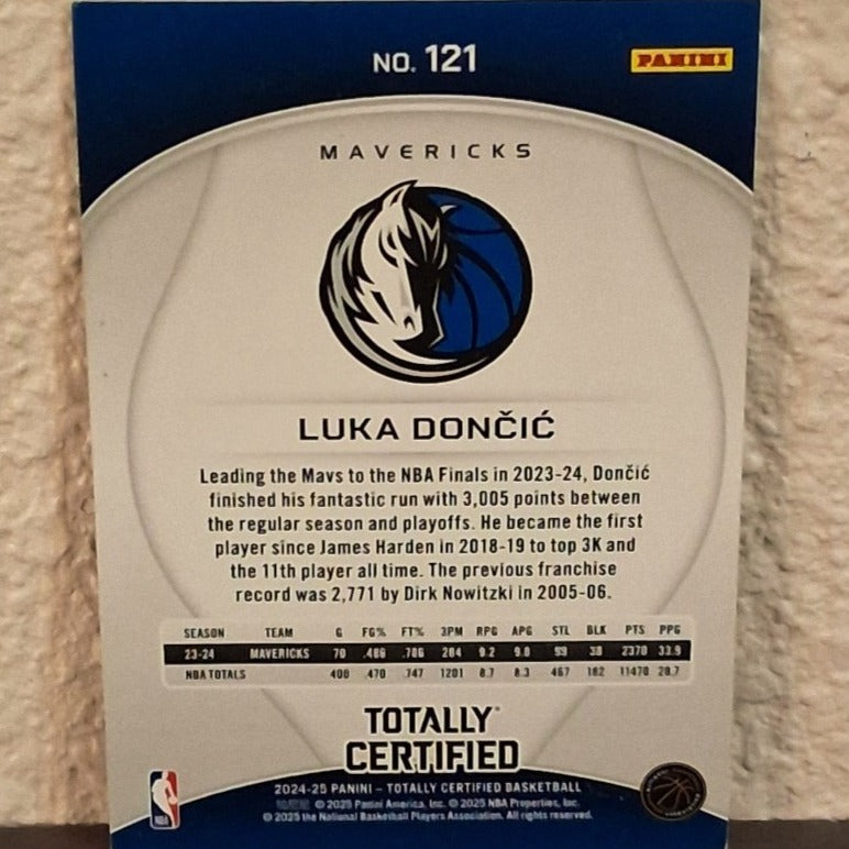 2024-25 PANINI TOTALLY CERTIFIED LUKA DONCIC SILVER HOLO MIRROR PARALLEL #121