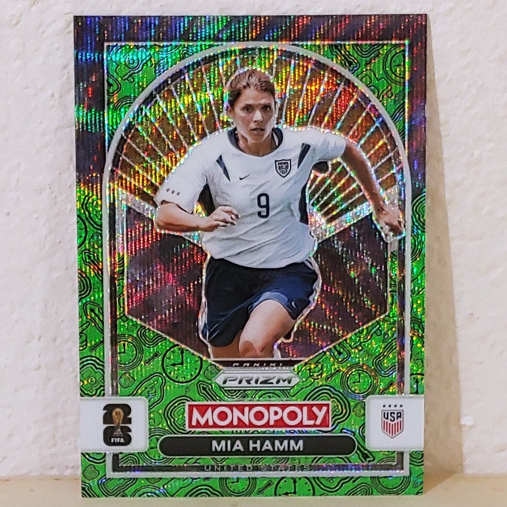 2026 PANINI PRIZM MONOPOLY FIFA WORLD CUP MIA HAMM FOUR CORNERS GREEN WAVE #91