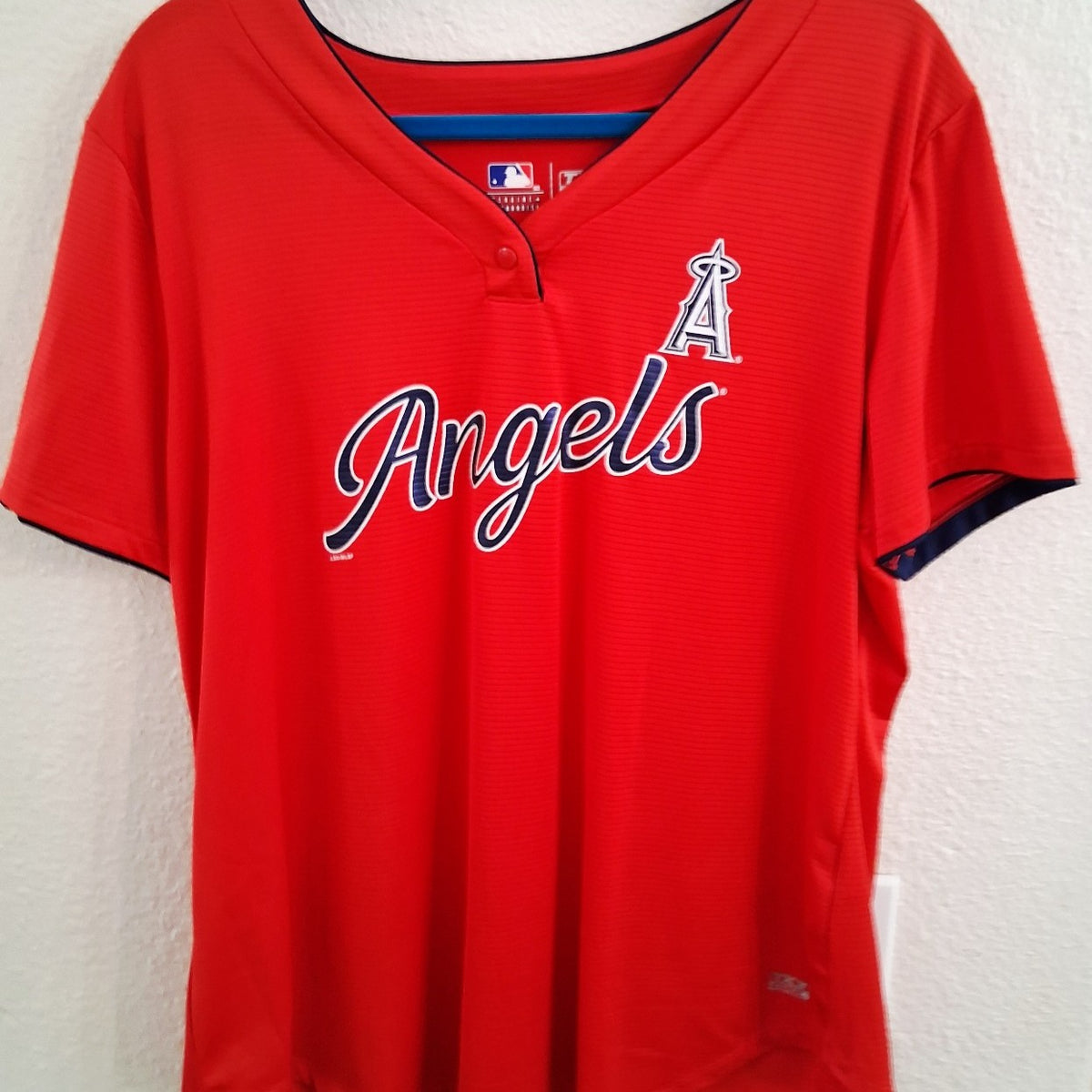 WOMENS LOS ANGELES ANGELS RED TEAM LOGO JERSEY T-SHIRT MLB XXL