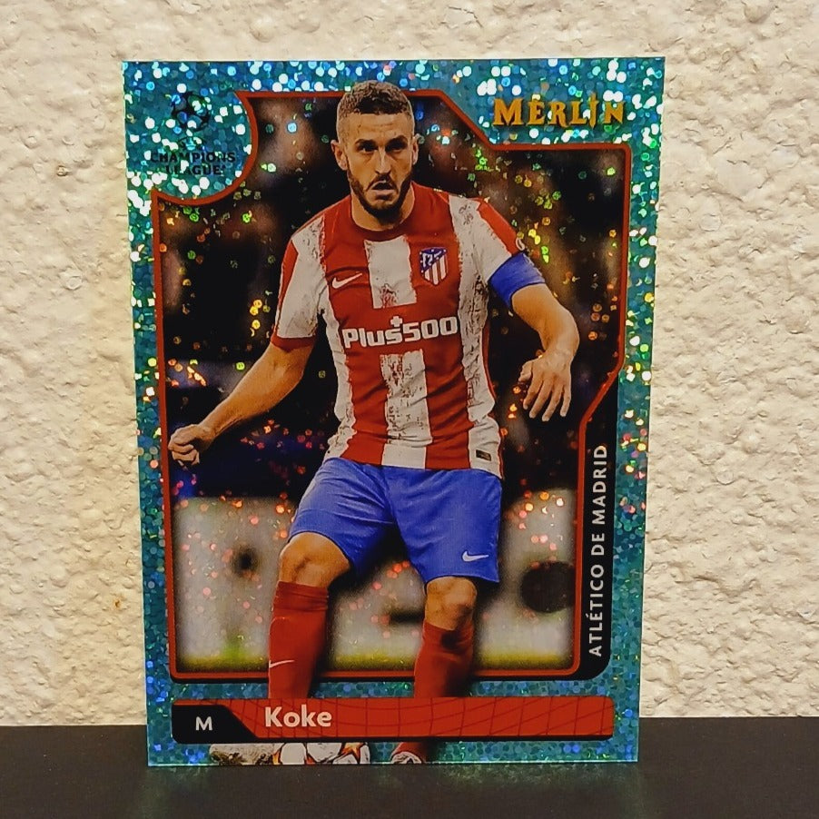 2021-22 TOPPS MERLIN UEFA CHAMPIONS LEAGUE KOKE AQUA SPECKLE REFRACTOR #132 /199