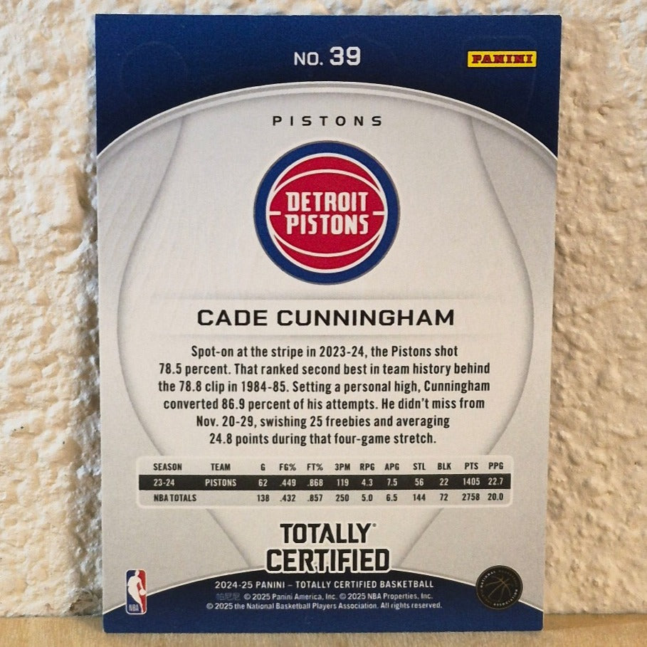 2024-25 PANINI TOTALLY CERTIFIED CADE CUNNINGHAM RED MIRROR SP CARD #39