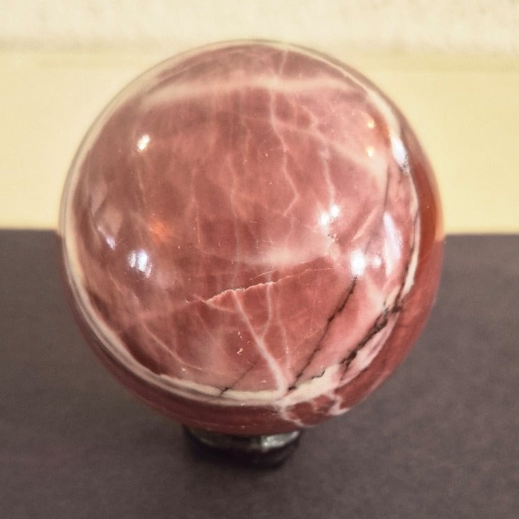 NATURAL LARGE POLISHED RHODOCHROSITE CRYSTAL SPHERE 439 GRAMS