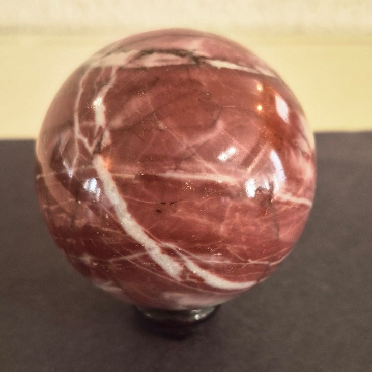 NATURAL LARGE POLISHED RHODOCHROSITE CRYSTAL SPHERE 439 GRAMS