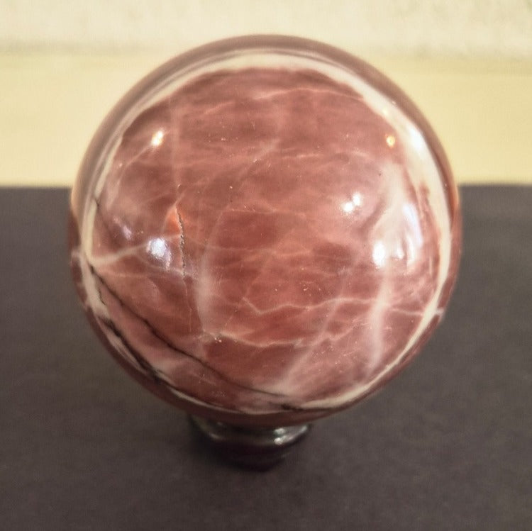 NATURAL LARGE POLISHED RHODOCHROSITE CRYSTAL SPHERE 439 GRAMS