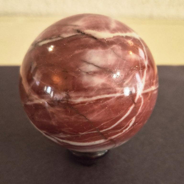 NATURAL LARGE POLISHED RHODOCHROSITE CRYSTAL SPHERE 439 GRAMS