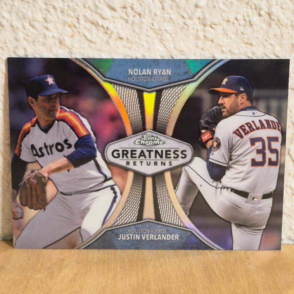 2019 TOPPS CHROME GREATNESS RETURNS NOLAN RYAN JUSTIN VERLANDER REFRACTOR #GRE-2