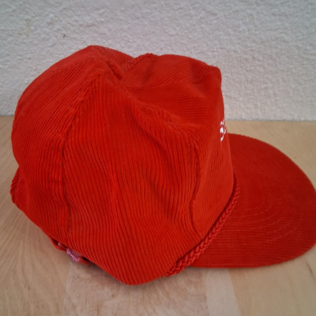 VINTAGE STOLICHNAYA RED CORDUROY ADJUSTABLE TRUCKER HAT