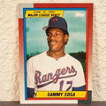 1990 TOPPS MAJOR LEAGUE DEBUT SAMMY SOSA ROOKIE CARD #120 CHICAGO CUBS