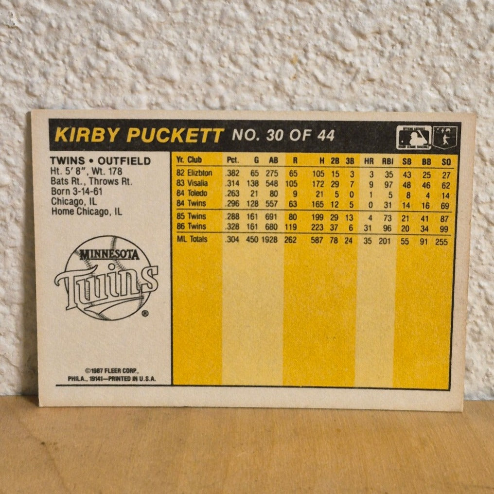 1987 FLEER AWARD WINNERS KIRBY PUCKETT #30 OF 44 MINNESOTA TWINS