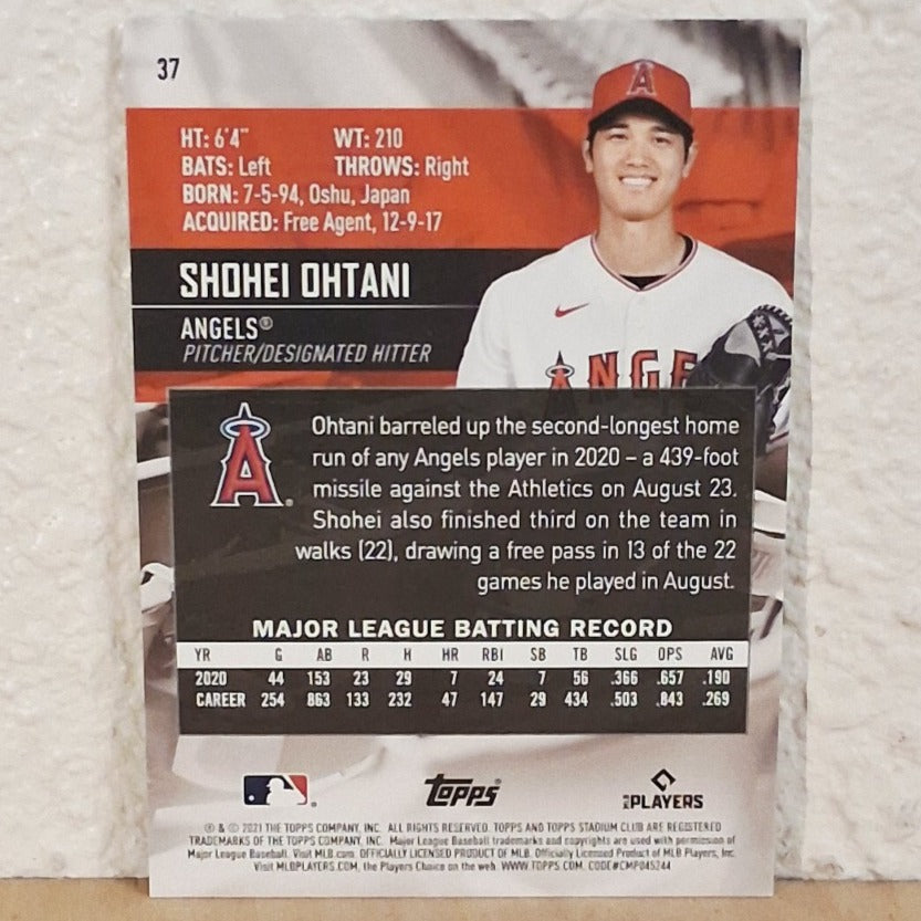 2021 TOPPS STADIUM CLUB SHOHEI OHTANI RED FOIL PARALLEL CARD #37