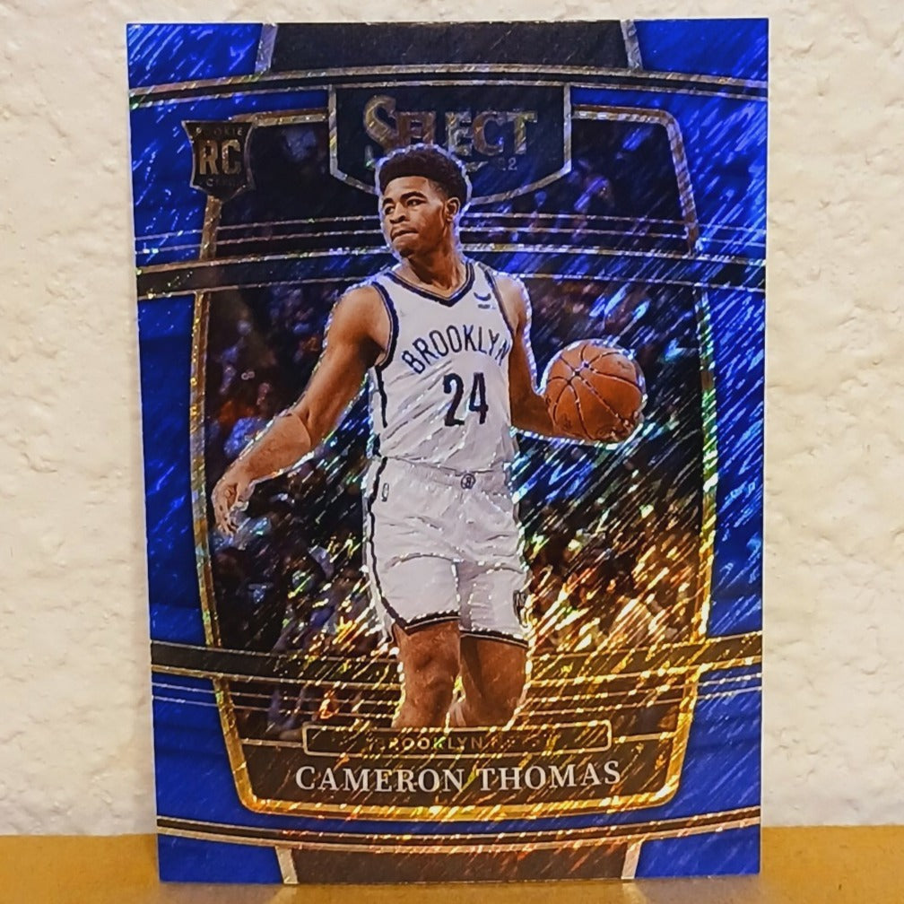 2021-22 PANINI SELECT CAMERON THOMAS BLUE SHIMMER PRIZM ROOKIE CARD #21