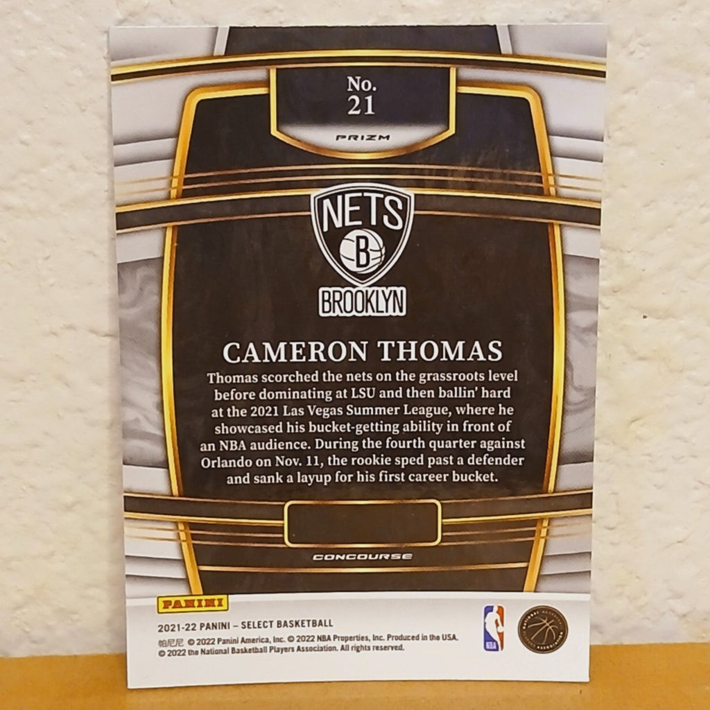 2021-22 PANINI SELECT CAMERON THOMAS BLUE SHIMMER PRIZM ROOKIE CARD #21
