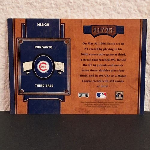 2004 PLAYOFF PRIME CUTS RON SANTO GOLD MLB ICONS #MLB-28 21/25 CHICAGO CUBS