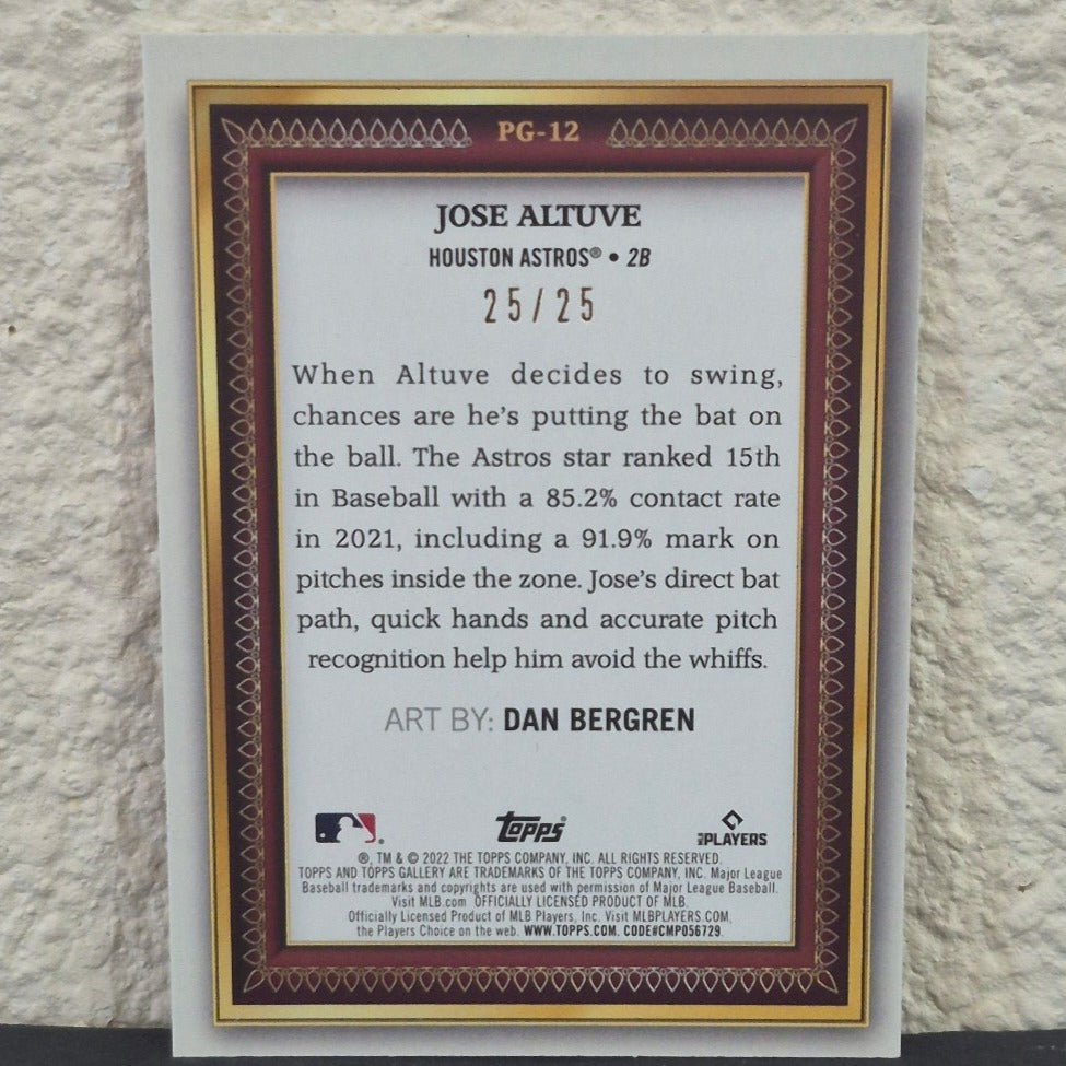2022 TOPPS GALLERY PORTRAIT GALLERY JOSE ALTUVE ORANGE SSP CARD #PG-12 25/25