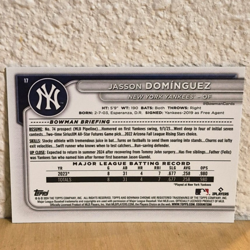 2024 BOWMAN CHROME MEGA BOX JASSON DOMINGUEZ MOJO REFRACTOR ROOKIE CARD #17