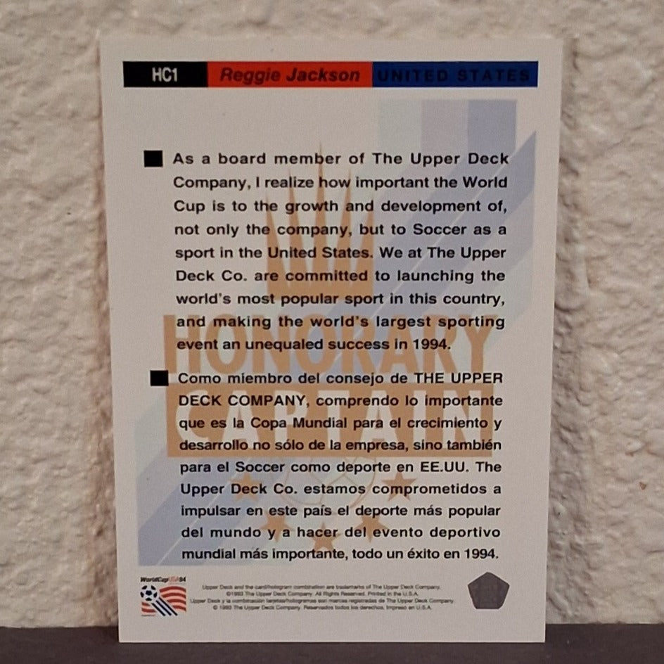 1993 UPPER DECK WORLD CUP 94 USA REGGIE JACKSON HONORARY CAPTAIN INSERT #HC1