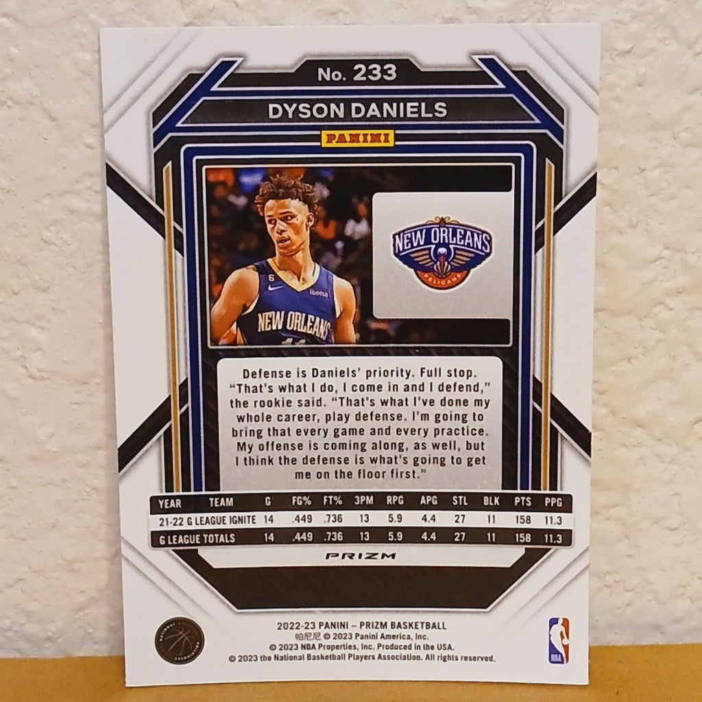 2022-23 PANINI PRIZM DYSON DANIELS PINK CRACKED ICE PRIZM ROOKIE CARD #233
