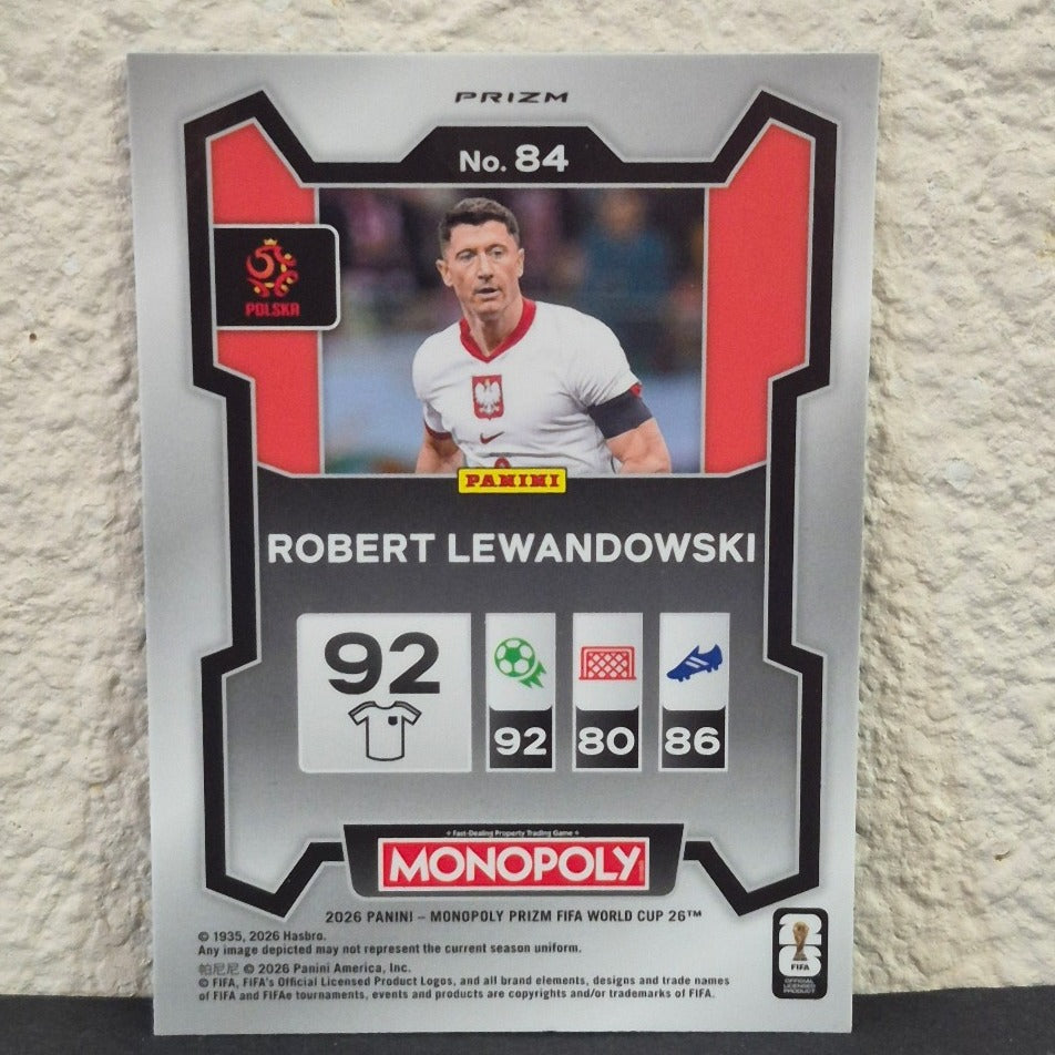 2026 PANINI PRIZM MONOPOLY FIFA WORLD CUP ROBERT LEWANDOWSKI BLUE PRIZM #84