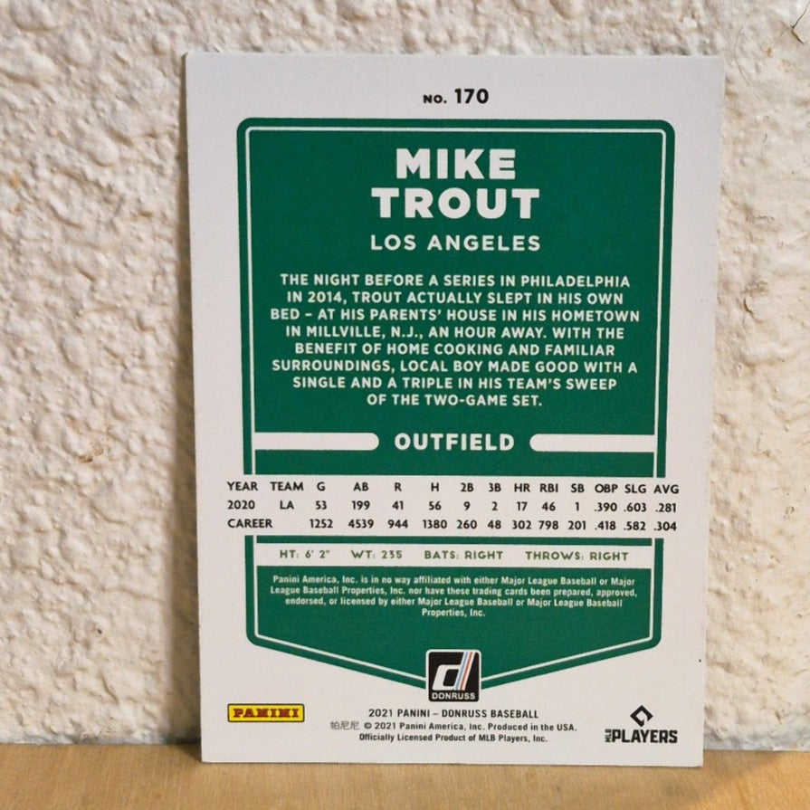 2021 PANINI DONRUSS MIKE TROUT PHOTO MASK VARIATION #170 LOS ANGELES ANGELS