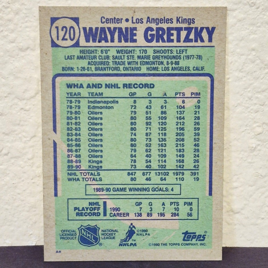 1990-91 TOPPS WAYNE GRETZKY ASSISTS ERROR CARD #120 LOS ANGELES KINGS