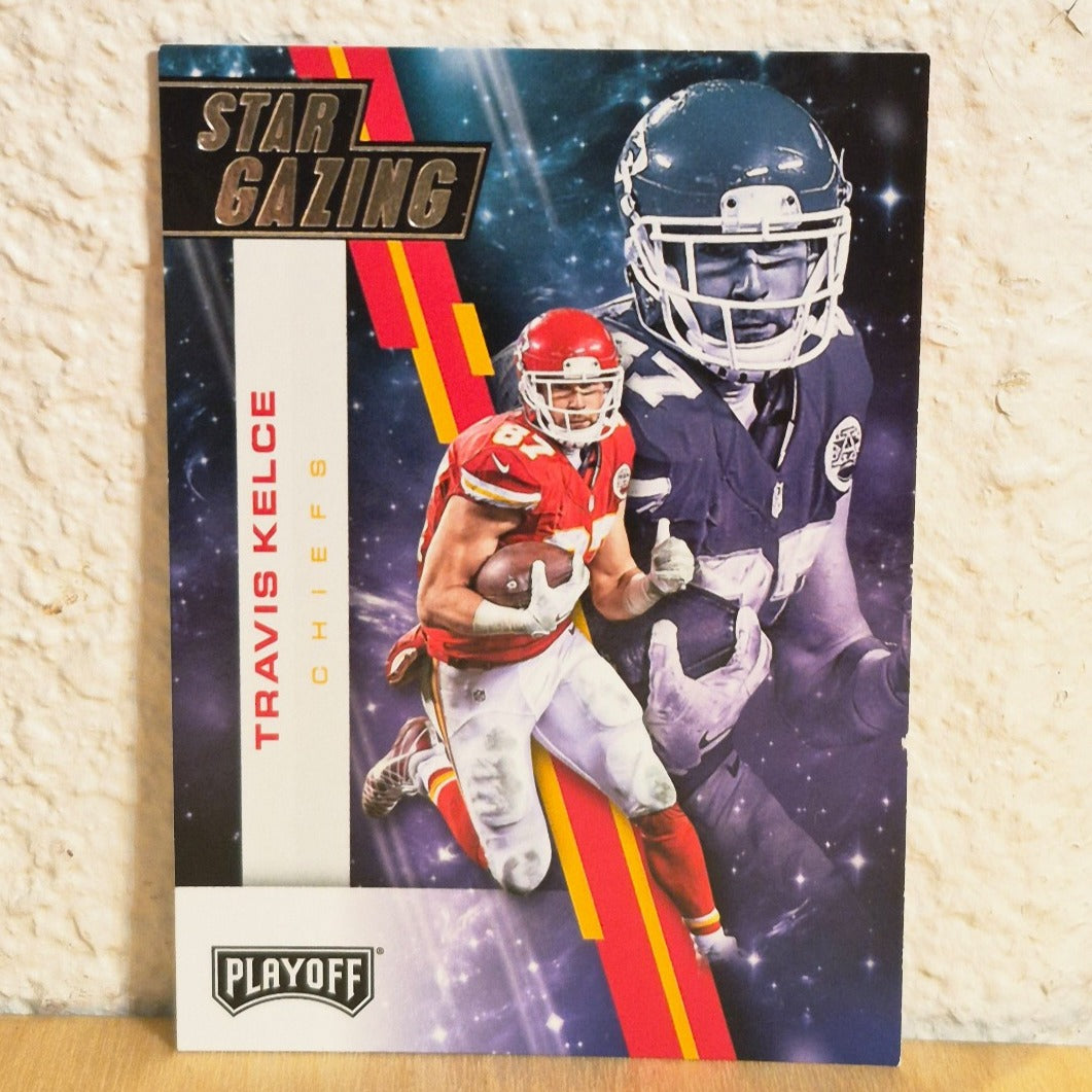 2017 PANINI PLAYOFF TRAVIS KELCE STAR GAZING INSERT CARD #18 KANSAS CITY CHIEFS