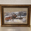 FRAMED ROBERT EMMETT OWEN RED BARN WINTER LANDSCAPE OIL PAINTING ARTIST SIGNED
