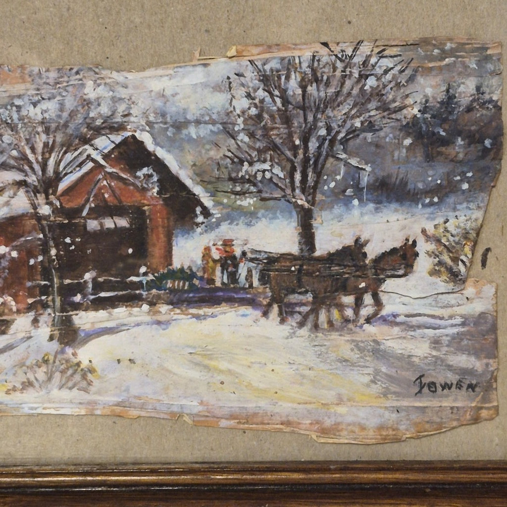 FRAMED ROBERT EMMETT OWEN RED BARN WINTER LANDSCAPE OIL PAINTING ARTIST SIGNED