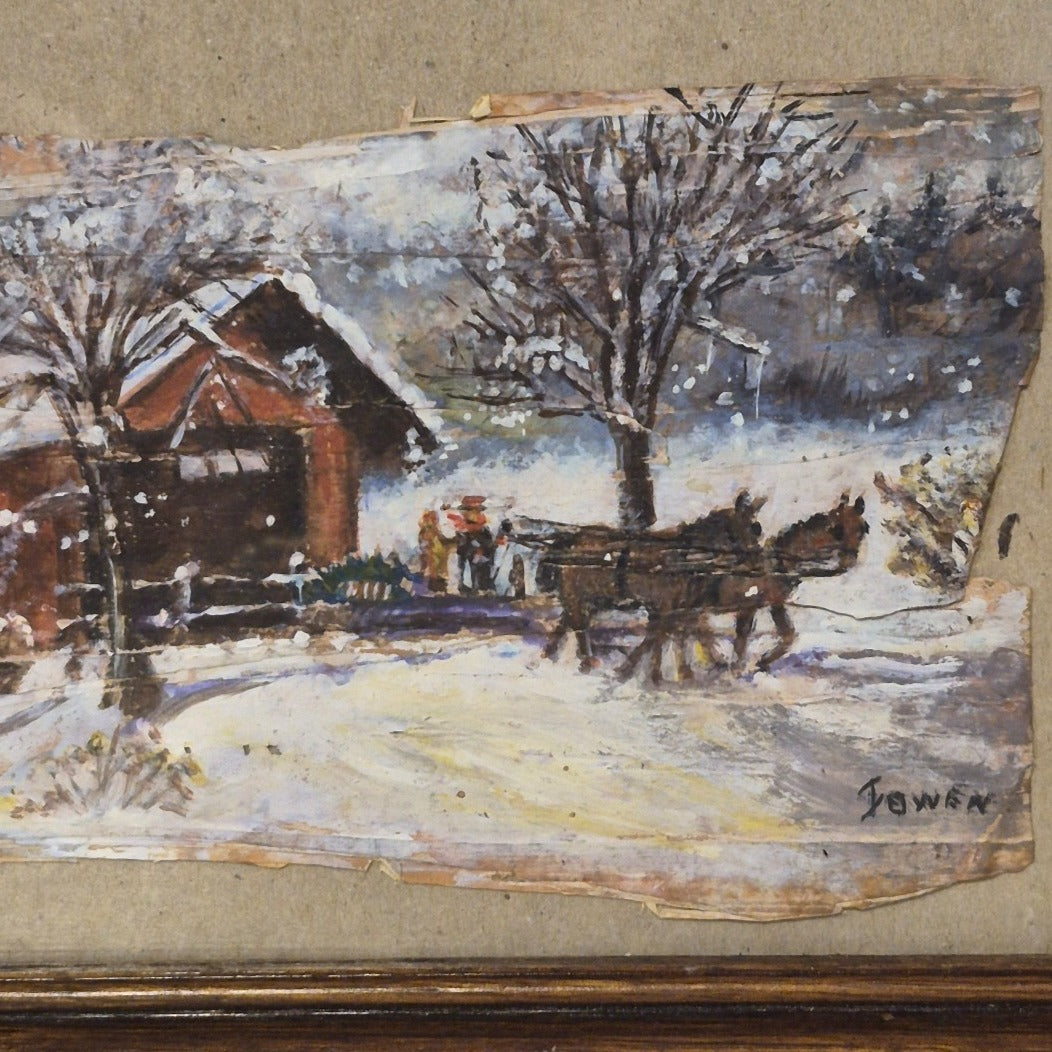 FRAMED ROBERT EMMETT OWEN RED BARN WINTER LANDSCAPE OIL PAINTING ARTIST SIGNED