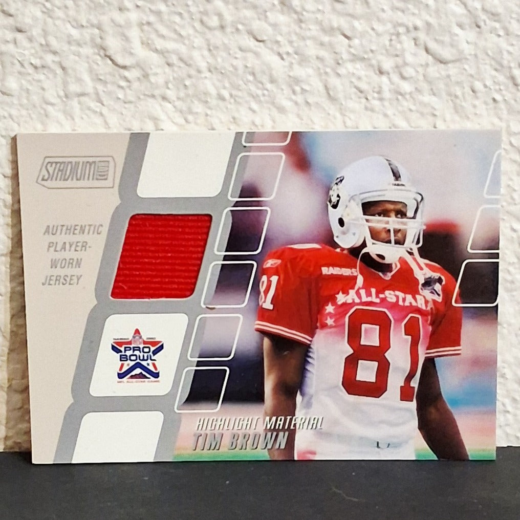 2002 TOPPS STADIUM CLUB TIM BROWN PRO BOWL GAME USED RELIC #HM-TB 807/1499