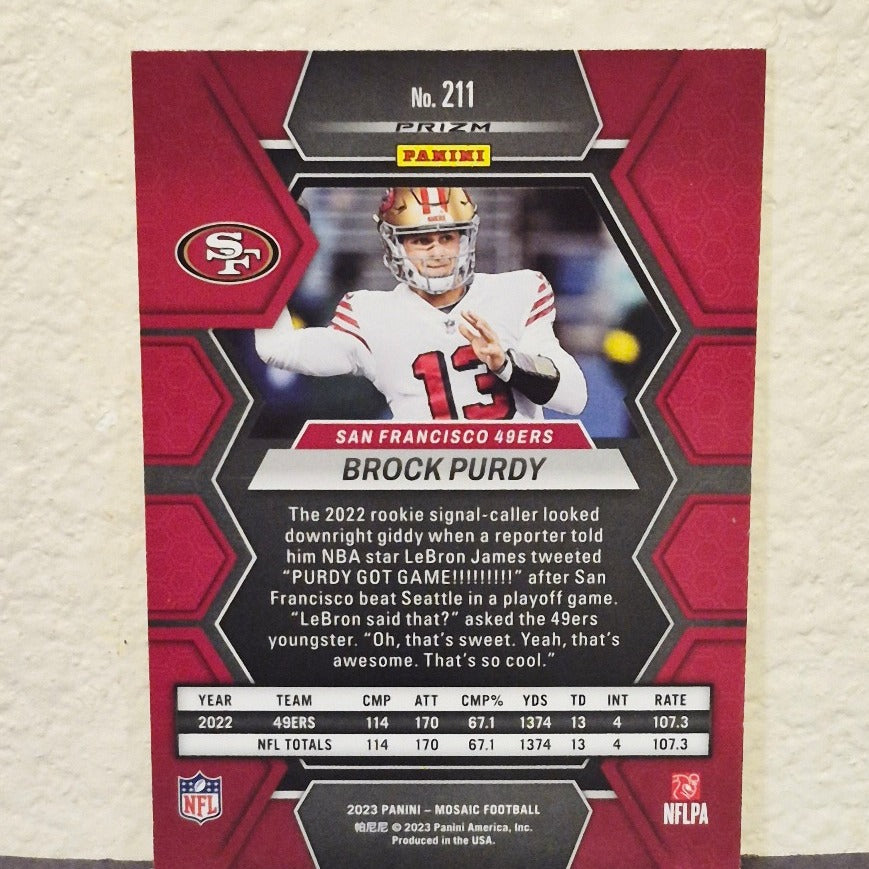 2023 PANINI MOSAIC BROCK PURDY SILVER PRIZM #211 SAN FRANCISCO 49ERS