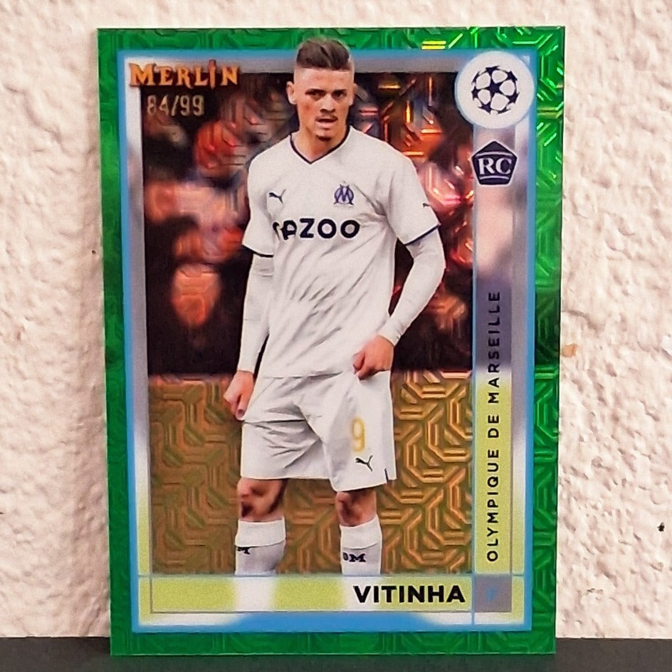 2022 TOPPS MERLIN UEFA CLUB COMPETITIONS VITINHA GREEN MOJO REFRACTOR RC #76 /99