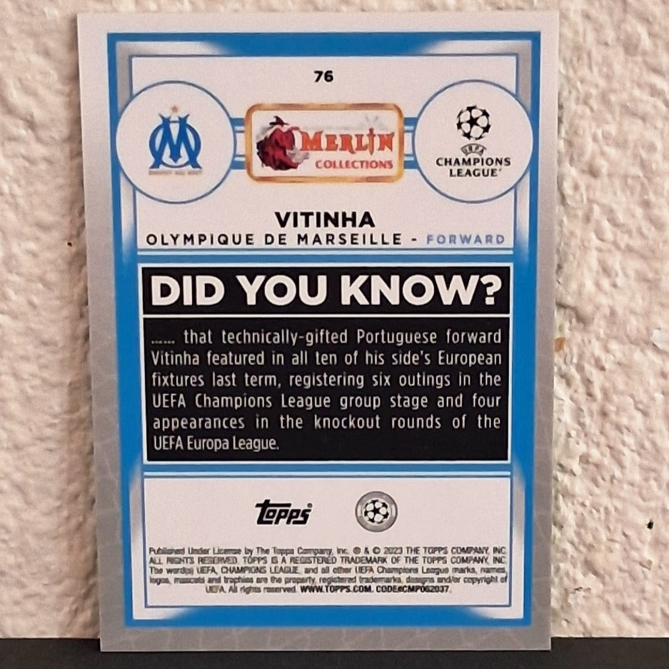 2022 TOPPS MERLIN UEFA CLUB COMPETITIONS VITINHA GREEN MOJO REFRACTOR RC #76 /99