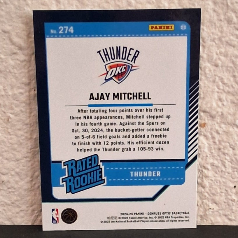 2024-25 PANINI DONRUSS OPTIC RATED ROOKIE AJAY MITCHELL ROOKIE CARD #274