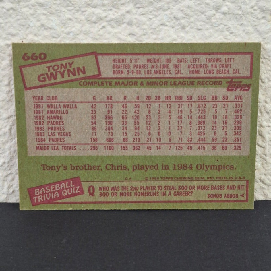 1985 TOPPS TONY GWYNN #660 SAN DIEGO PADRES