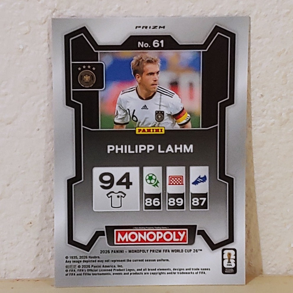 2026 PANINI PRIZM MONOPOLY FIFA WORLD CUP PHILLIPP LAHM RED PRIZM #61 GERMANY