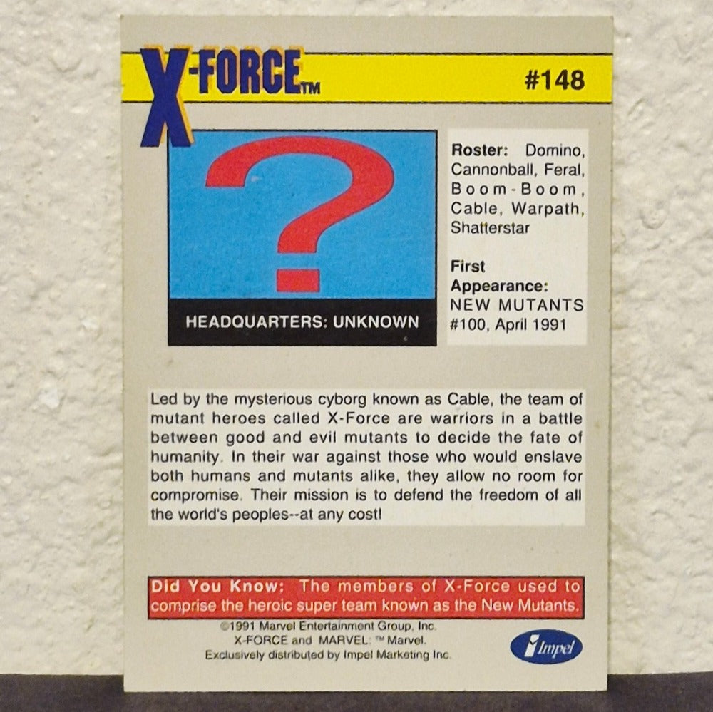 1991 IMPEL MARVEL UNIVERSE ROOKIES X-FORCE ROOKIE CARD #148