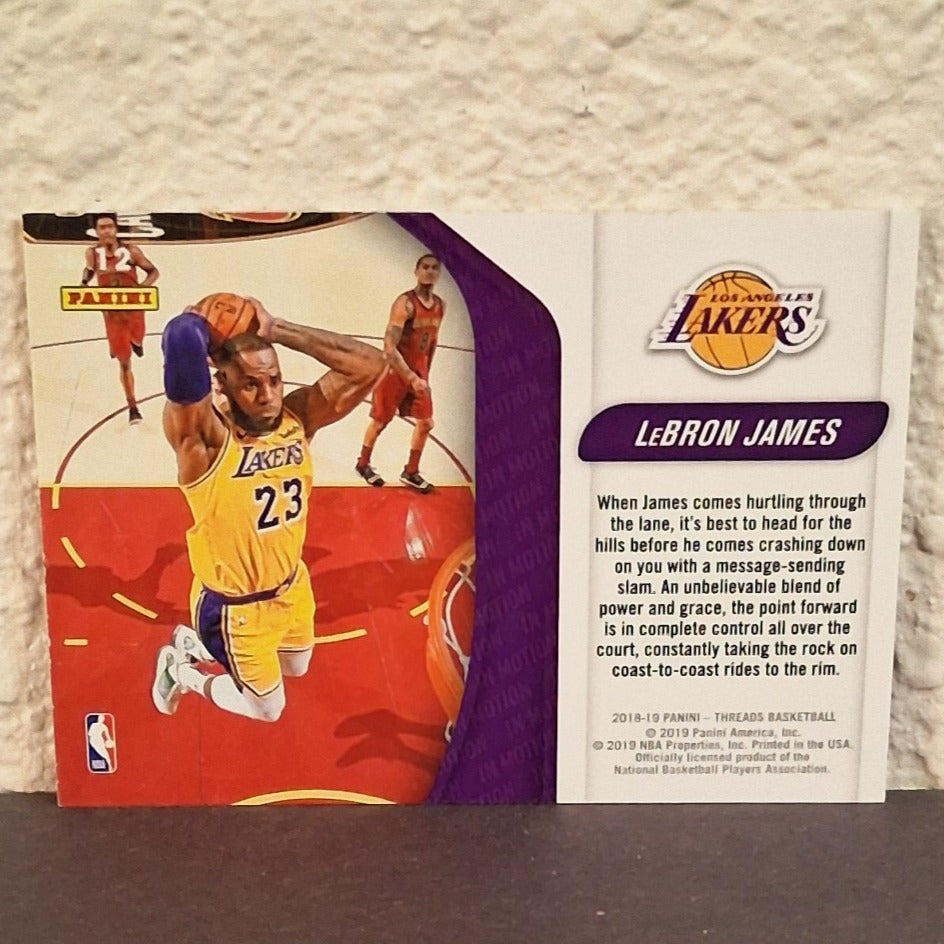 2018-19 PANINI THREADS LEBRON JAMES IN MOTION INSERT CARD #12 LOS ANGELES LAKERS