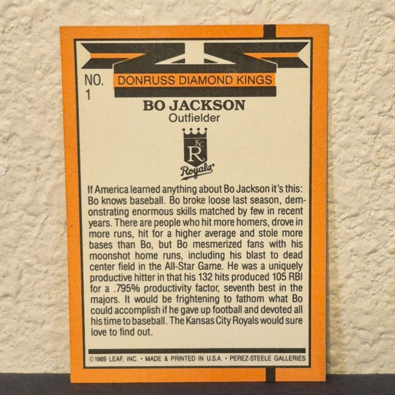 1990 DONRUSS DIAMOND KINGS BO JACKSON INSERT WHITE MARK ERROR CARD #1