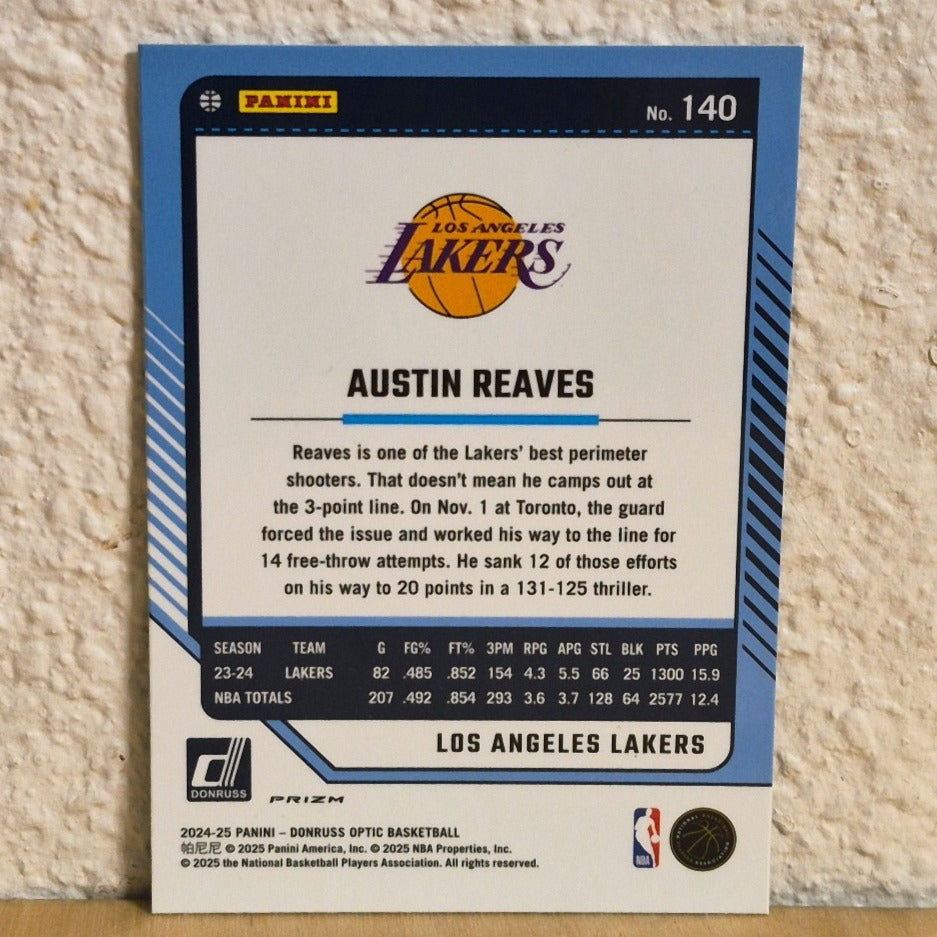 2024-25 PANINI DONRUSS OPTIC AUSTIN REAVES SILVER PRIZM #140 LOS ANGELES LAKERS