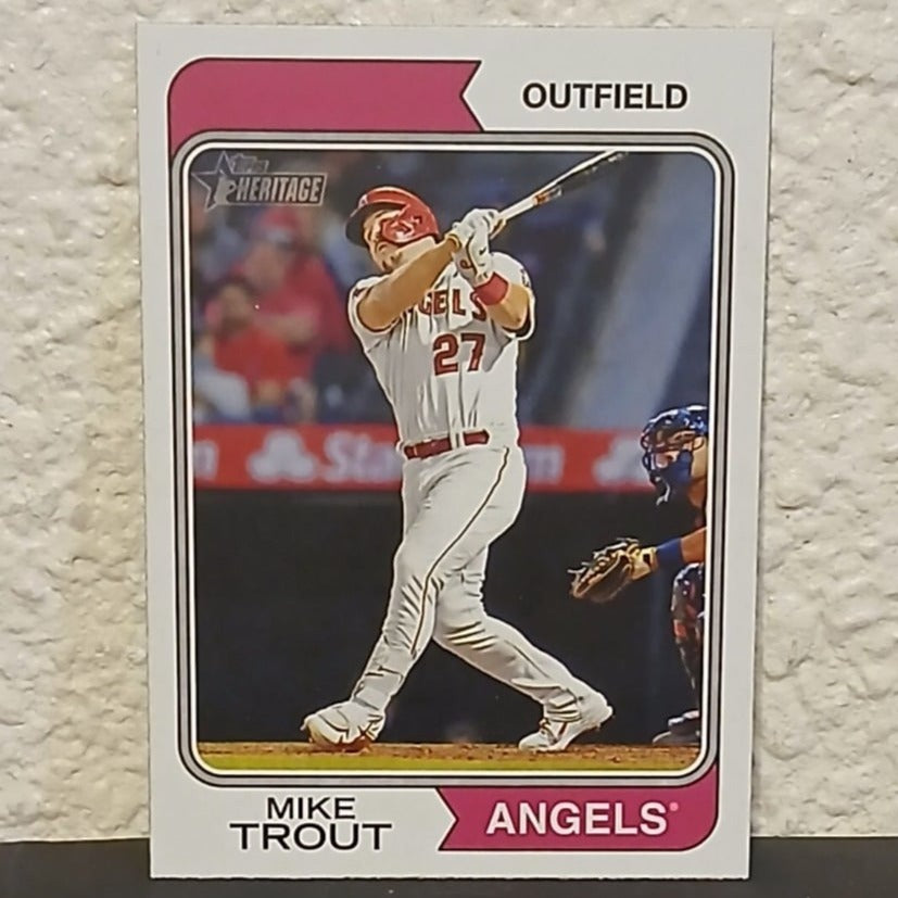 2023 TOPPS HERITAGE MIKE TROUT ERROR NO CITY VARIATION #5 LOS ANGELES ANGELS