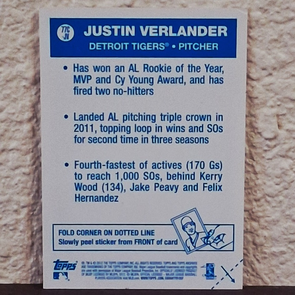 2012 TOPPS ARCHIVES JUSTIN VERLANDER CLOTH STICKER CARD #77C-JV DETROIT TIGERS
