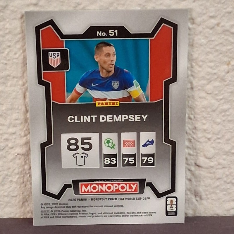 2026 PANINI PRIZM MONOPOLY FIFA WORLD CUP CLINT DEMPSEY #51 TEAM USA