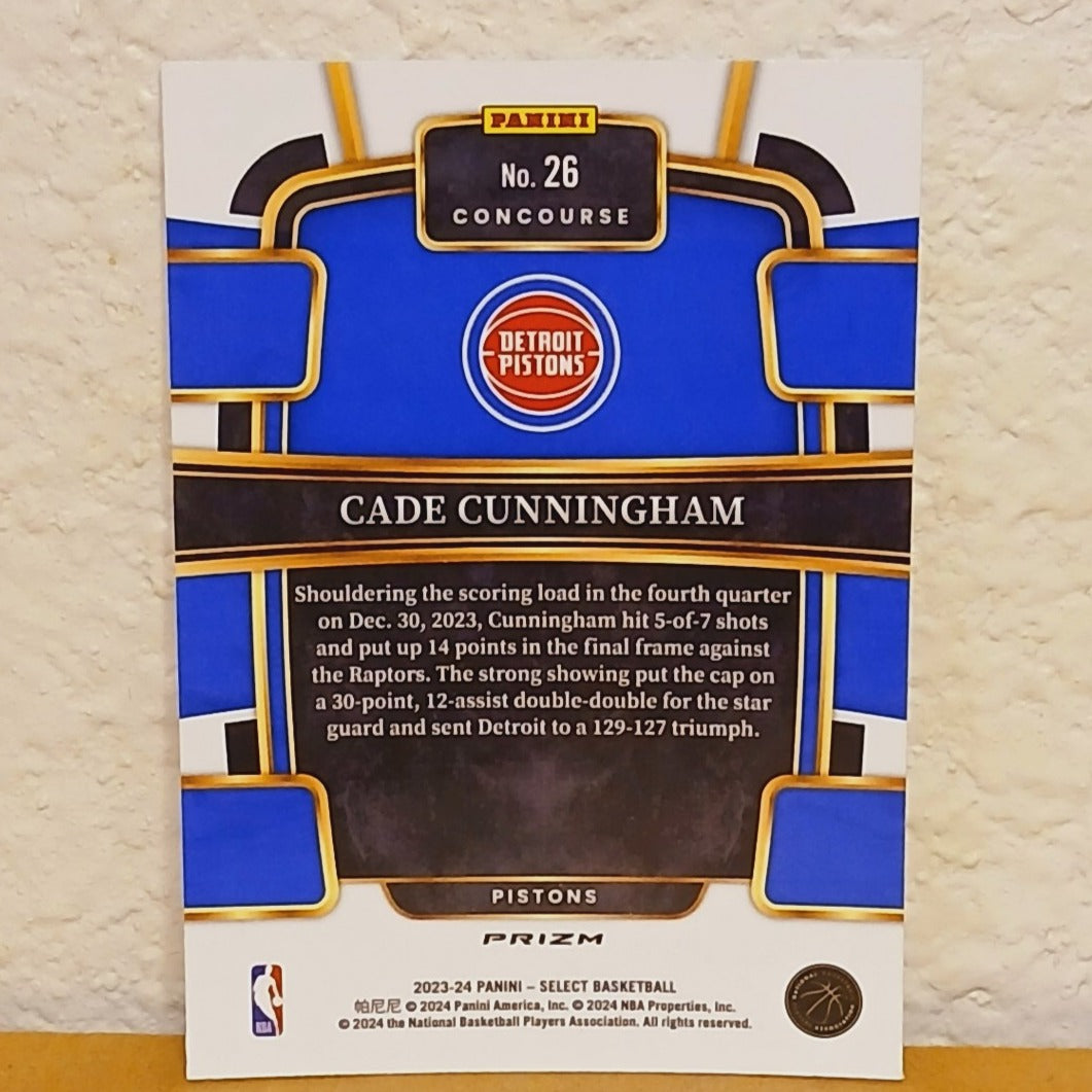 2023-24 PANINI SELECT CADE CUNNINGHAM SILVER WAVE CONCOURSE PRIZM #26
