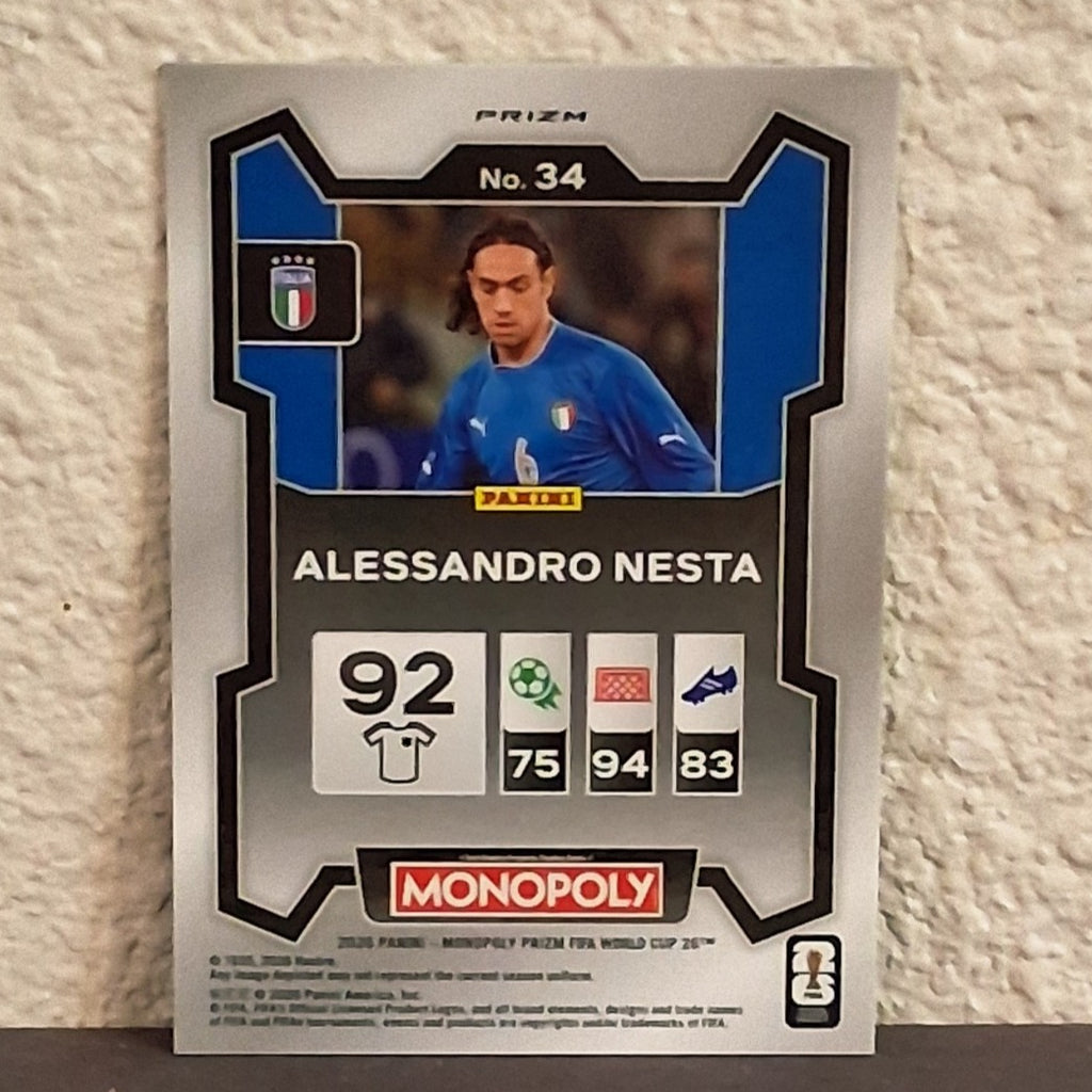 2026 PANINI PRIZM MONOPOLY FIFA WORLD CUP ALESSANDRO NESTA GREEN WAVE PRIZM #34