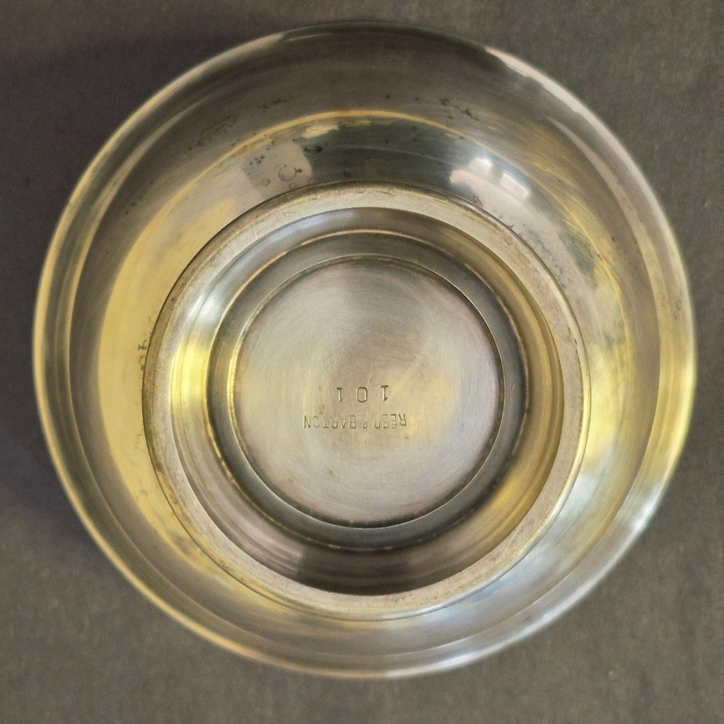 VINTAGE REED & BARTON SILVERPLATED BLUE ENAMEL PAUL REVERE BOWL