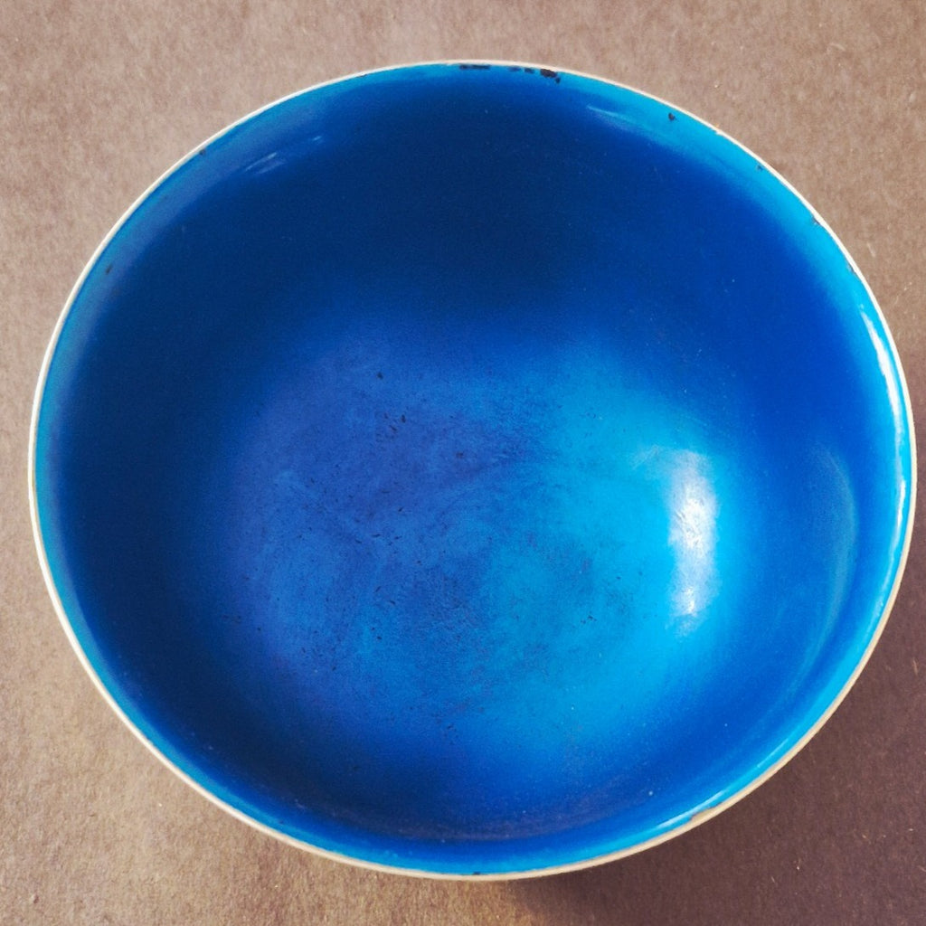 VINTAGE REED & BARTON SILVERPLATED BLUE ENAMEL PAUL REVERE BOWL