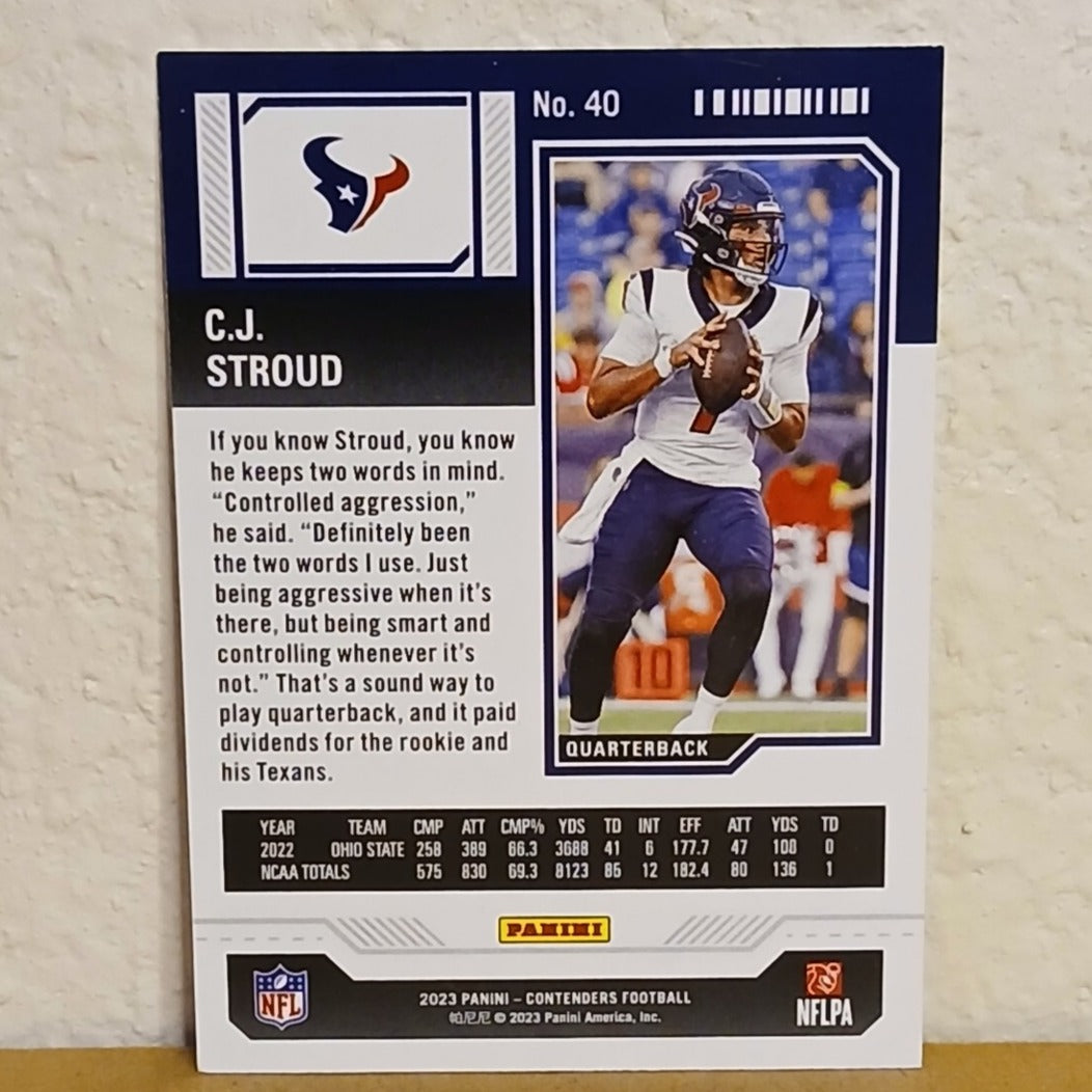 2023 PANINI CONTENDERS SEASON TICKET CJ STROUD ROOKIE CARD #40 HOUSTON TEXANS